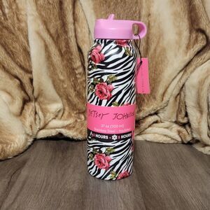Betsey Johnson zebra stripe rose tumbler 37oz